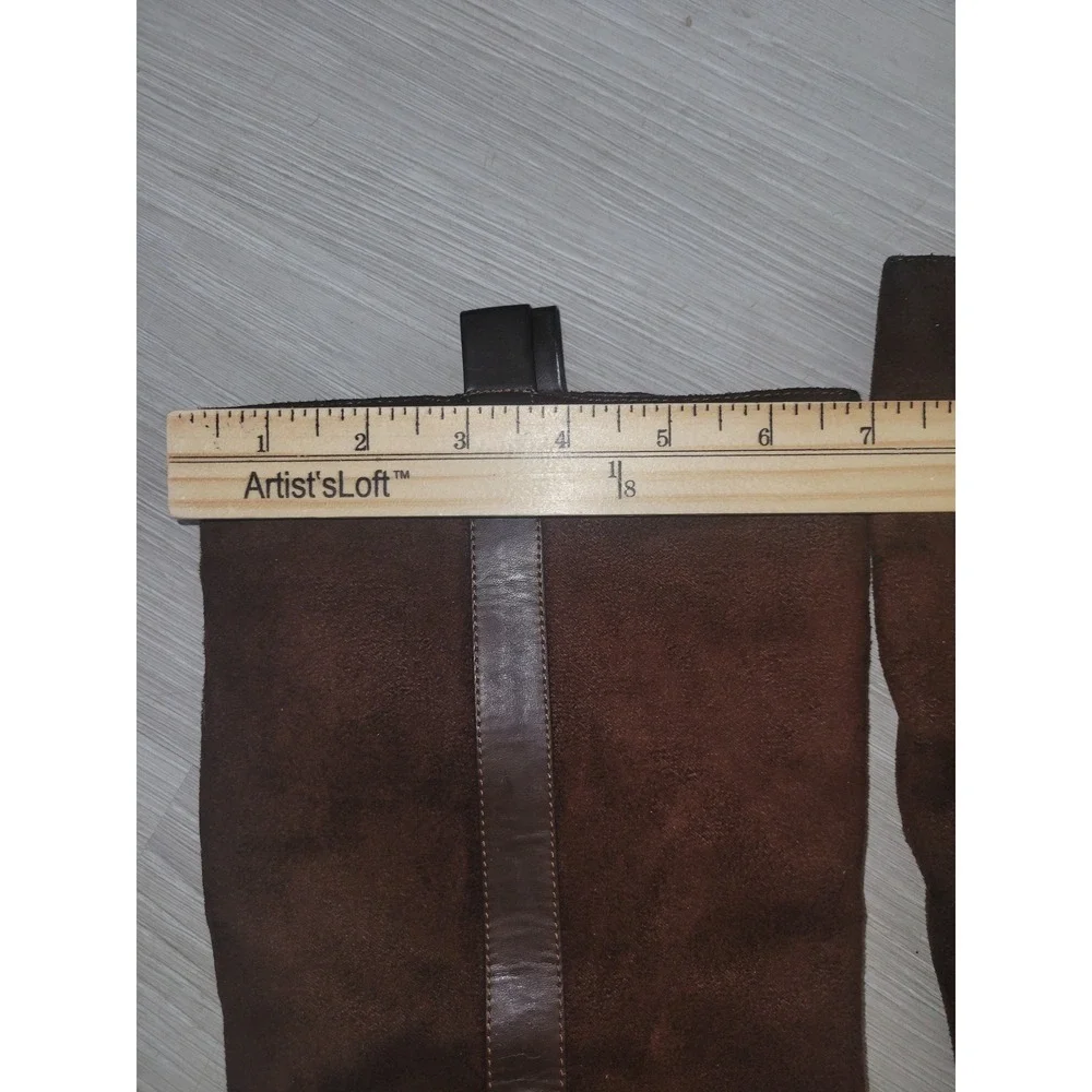 Mossimo Brown Faux Leather‎ Suede Tall Block Heel Boots 096/07/1044 7.5 Bohemian